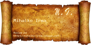 Mihalko Irma névjegykártya