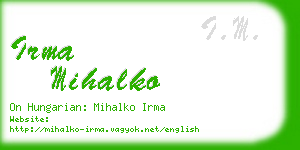 irma mihalko business card